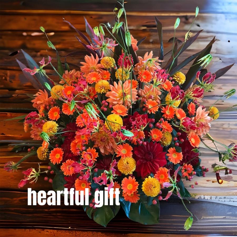 お悔み お供え ガーベラ オレンジ 生花 アレンジメント 12000円 おしゃれ 現代風 仏花 枕花 命日 法事 一周忌 四十九日 新盆 洋花 送料無料 クール便 |  | 04