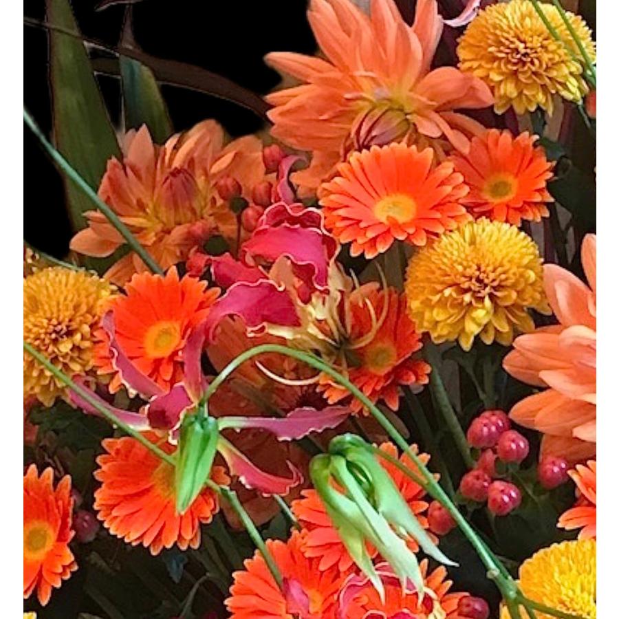 お悔み お供え ガーベラ オレンジ 生花 アレンジメント 12000円 おしゃれ 現代風 仏花 枕花 命日 法事 一周忌 四十九日 新盆 洋花 送料無料 クール便 |  | 05