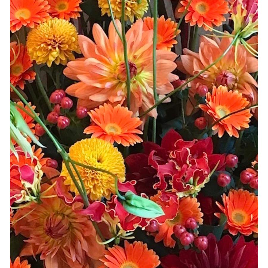 お悔み お供え ガーベラ オレンジ 生花 アレンジメント 12000円 おしゃれ 現代風 仏花 枕花 命日 法事 一周忌 四十九日 新盆 洋花 送料無料 クール便 |  | 08