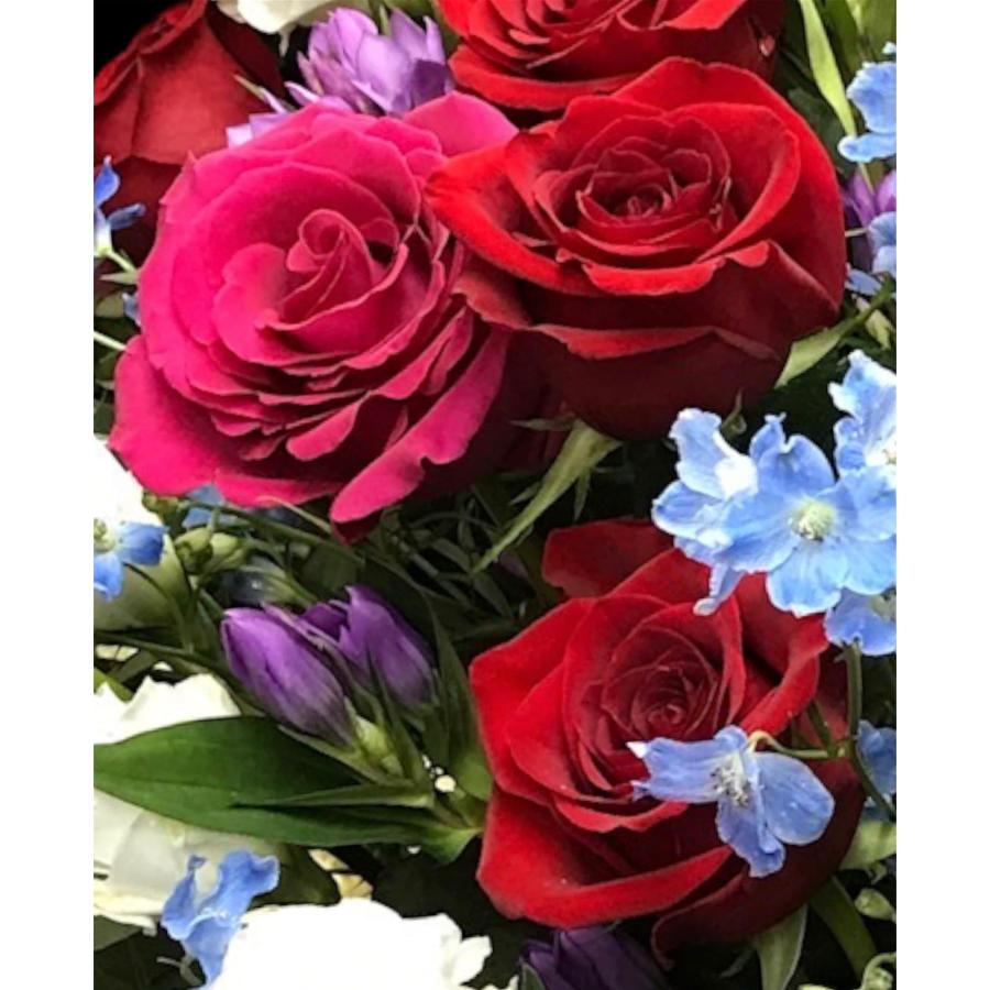 お悔み お供え 赤バラ 生花 アレンジメント 11000円 おしゃれ 現代風 仏花 枕花 命日 法事 一周忌 四十九日 新盆 洋花 送料無料 クール便 |  | 04