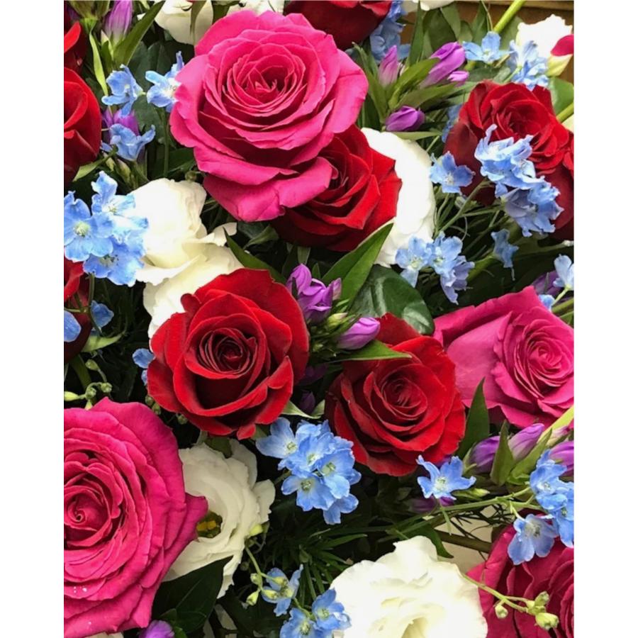 お悔み お供え 赤バラ 生花 アレンジメント 11000円 おしゃれ 現代風 仏花 枕花 命日 法事 一周忌 四十九日 新盆 洋花 送料無料 クール便 |  | 05