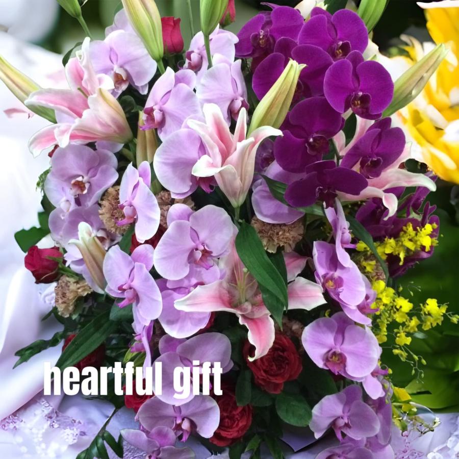 お悔み お供え 生花 アレンジメント 胡蝶蘭 ピンク系 22000円 おしゃれ 現代風 仏花 枕花 命日 法事 一周忌 四十九日 新盆 洋花 送料無料 メッセージカード無料 |  | 04