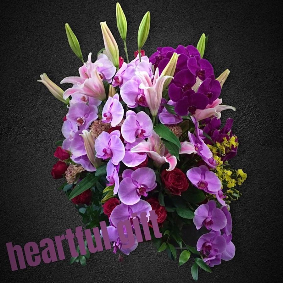 お悔み お供え 生花 アレンジメント 胡蝶蘭 ピンク系 22000円 おしゃれ 現代風 仏花 枕花 命日 法事 一周忌 四十九日 新盆 洋花 送料無料 メッセージカード無料 |  | 09