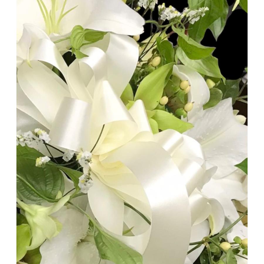お悔み お供え 生花 アレンジメント 白ユリ 白系 10000円 おしゃれ 現代風 仏花 枕花 命日 法事 一周忌 四十九日 新盆 洋花 送料無料 クール便 |  | 05