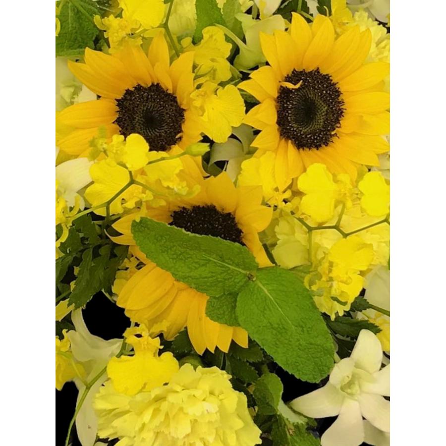 お悔み お供え 生花 アレンジメント ひまわり ペット 4400円 おしゃれ 現代風 仏花 枕花 命日 法事 一周忌 四十九日 新盆 洋花 送料無料 メッセージカード無料 |  | 05