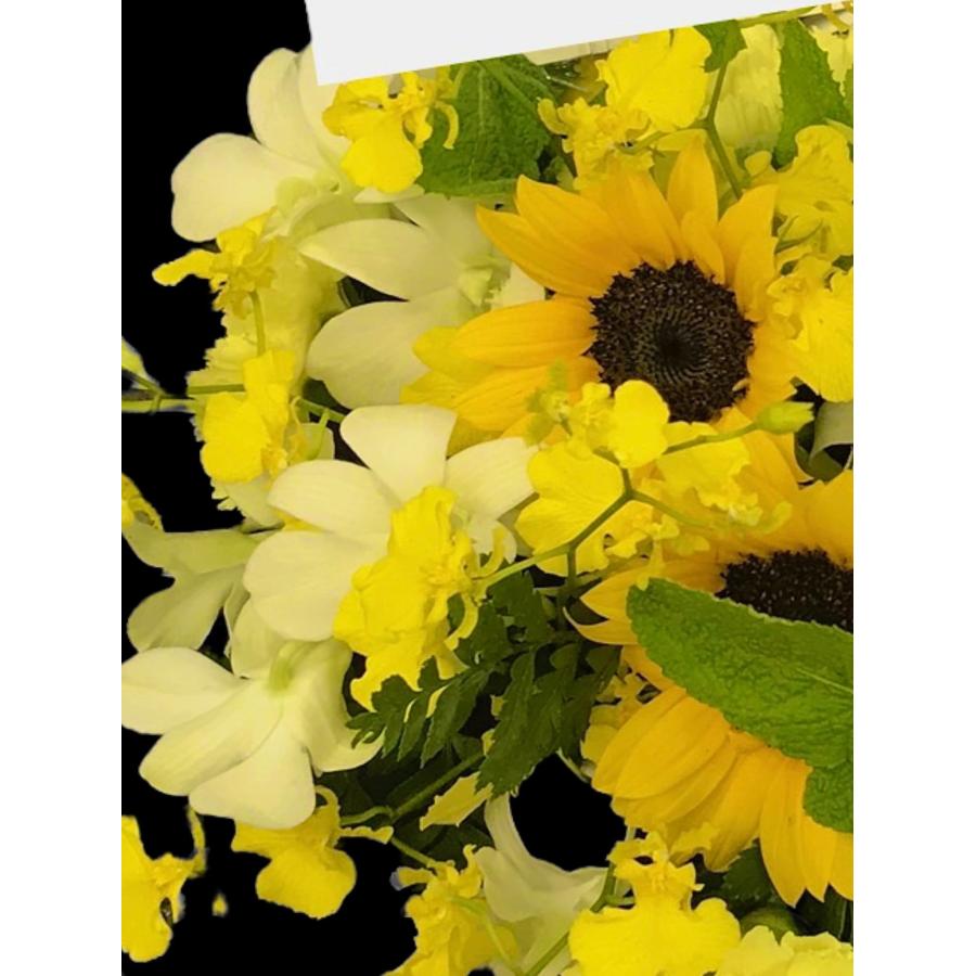 お悔み お供え 生花 アレンジメント ひまわり ペット 4400円 おしゃれ 現代風 仏花 枕花 命日 法事 一周忌 四十九日 新盆 洋花 送料無料 メッセージカード無料 |  | 06