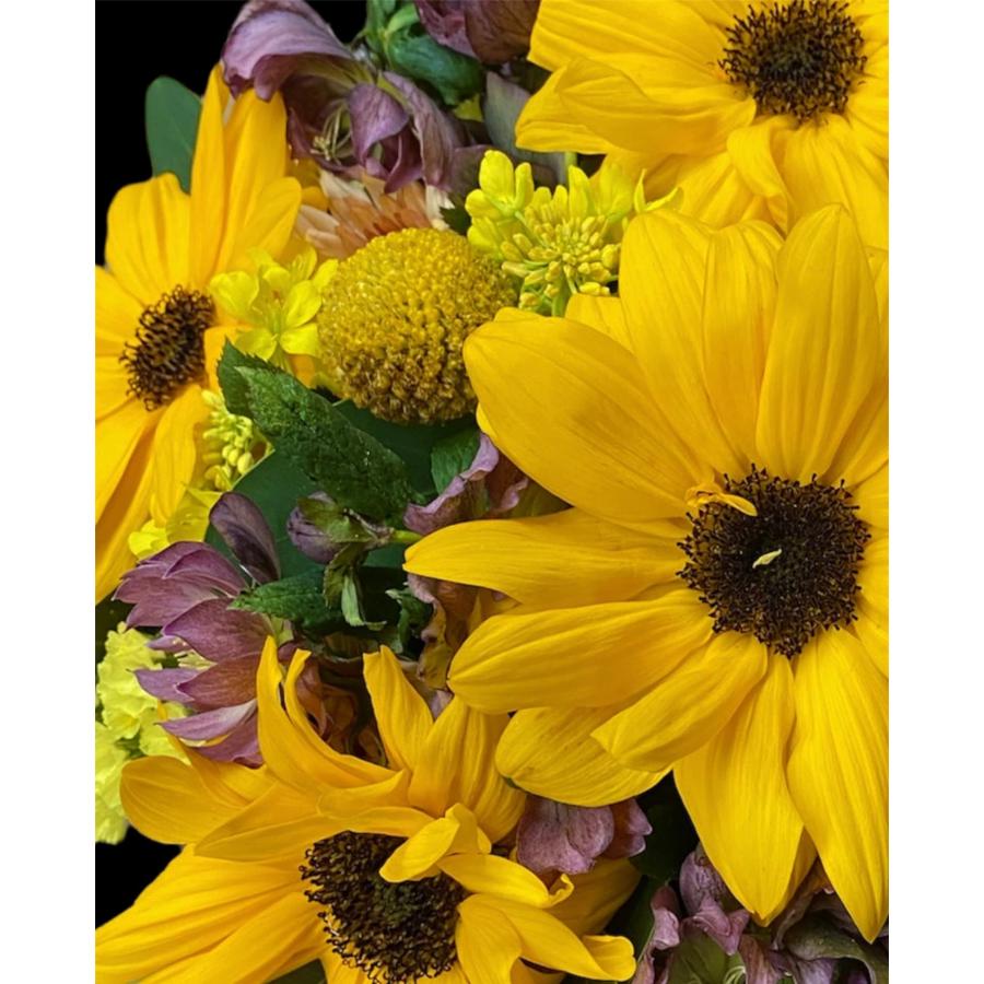 お悔み お供え ひまわり 生花 アレンジメント ペット 4400円 おしゃれ 現代風 仏花 枕花 命日 法事 一周忌 四十九日 新盆 洋花 送料無料 クール便 |  | 07