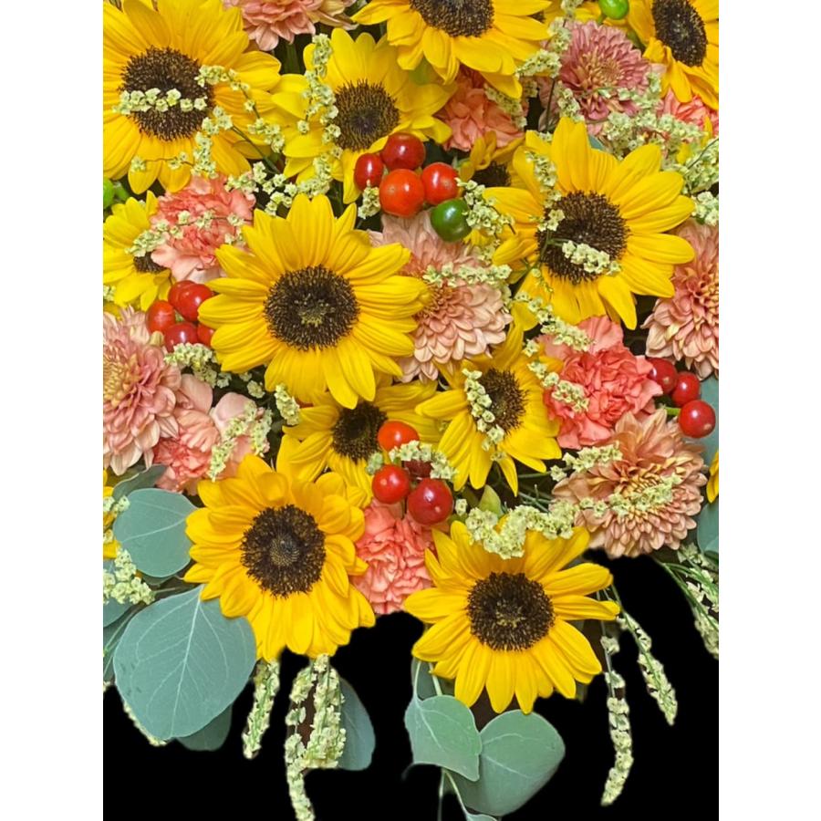 お悔み お供え ひまわり大 生花 アレンジメント 10000円 おしゃれ 現代風 仏花 枕花 命日 法事 一周忌 四十九日 新盆 洋花 送料無料 クール便 |  | 15