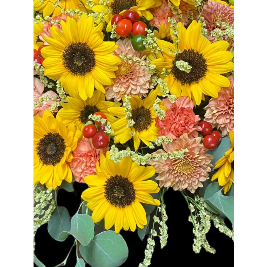 お悔み お供え ひまわり大 生花 アレンジメント 10000円 おしゃれ 現代風 仏花 枕花 命日 法事 一周忌 四十九日 新盆 洋花 送料無料 クール便 |  | 19