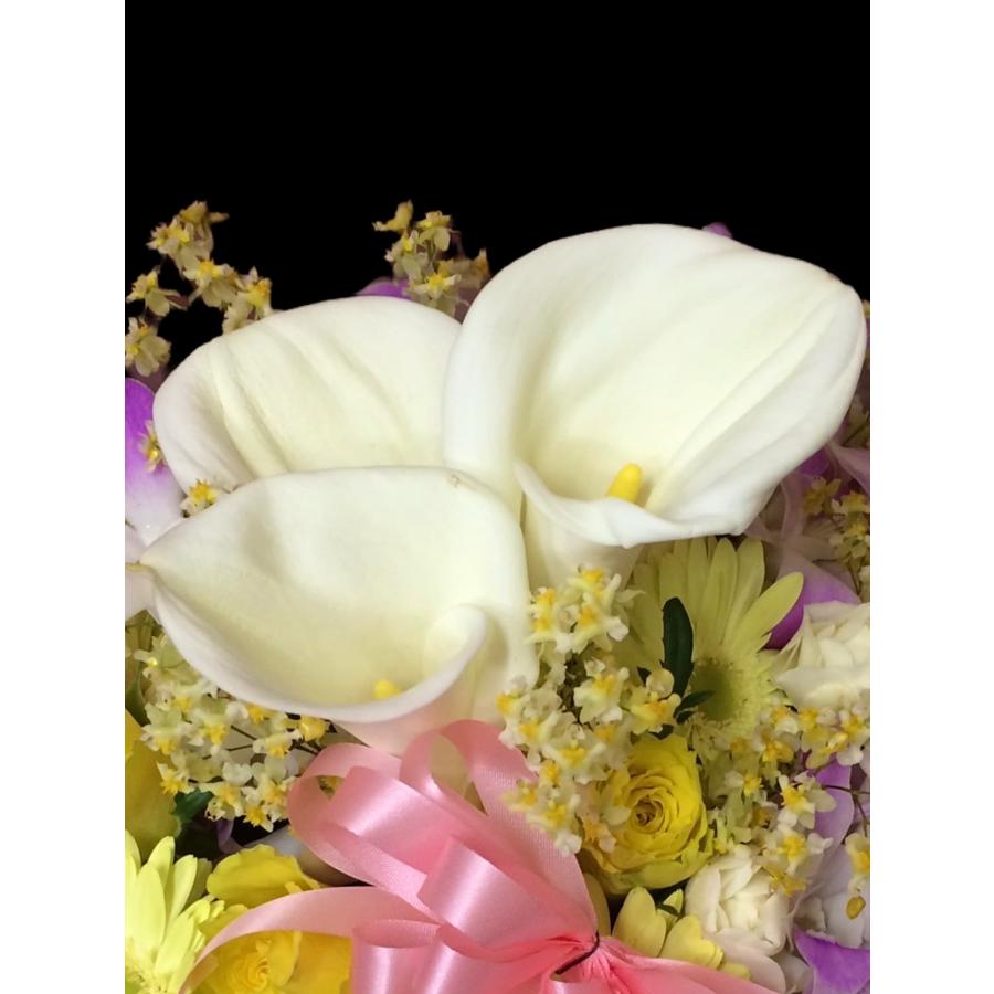 お悔み お供え カラー 生花 アレンジメント 6600円 おしゃれ 現代風 仏花 枕花 命日 法事 一周忌 四十九日 新盆 洋花 送料無料　クール便 |  | 05