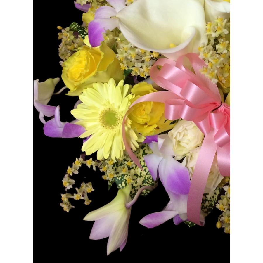 お悔み お供え カラー 生花 アレンジメント 6600円 おしゃれ 現代風 仏花 枕花 命日 法事 一周忌 四十九日 新盆 洋花 送料無料　クール便 |  | 07