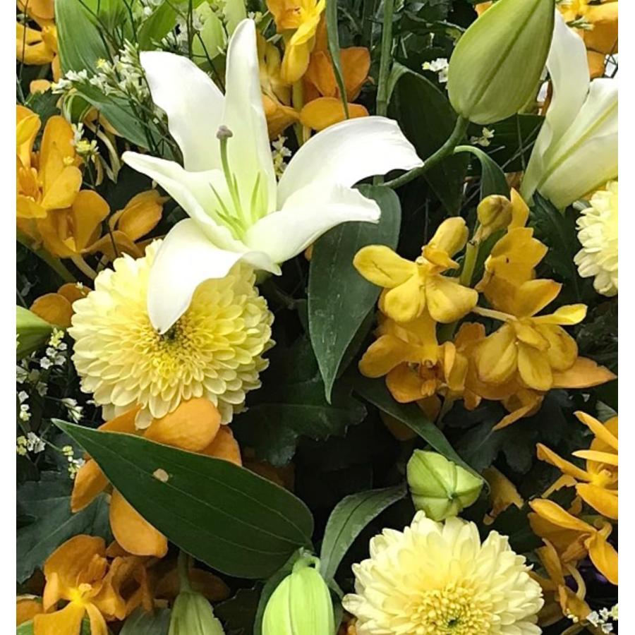 お悔み お供え ユリ 黄色系 生花 アレンジメント 11000円 おしゃれ 現代風 仏花 枕花 命日 法事 一周忌 四十九日 新盆 洋花 送料無料 クール便 |  | 06