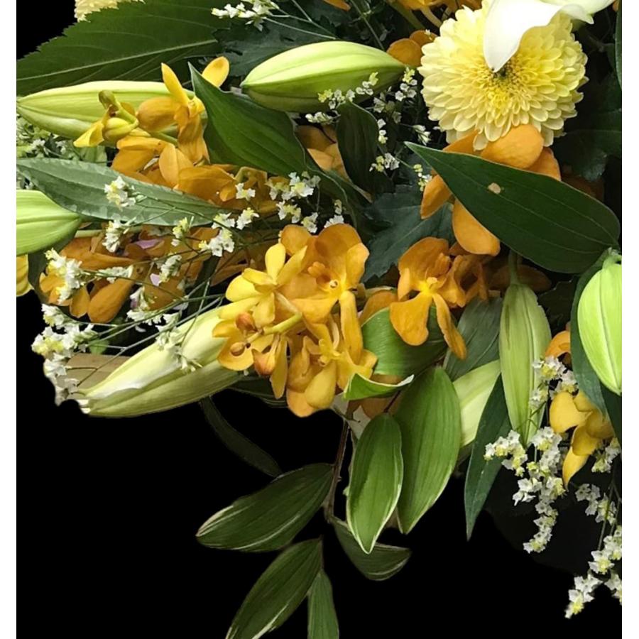お悔み お供え ユリ 黄色系 生花 アレンジメント 11000円 おしゃれ 現代風 仏花 枕花 命日 法事 一周忌 四十九日 新盆 洋花 送料無料 クール便 |  | 08