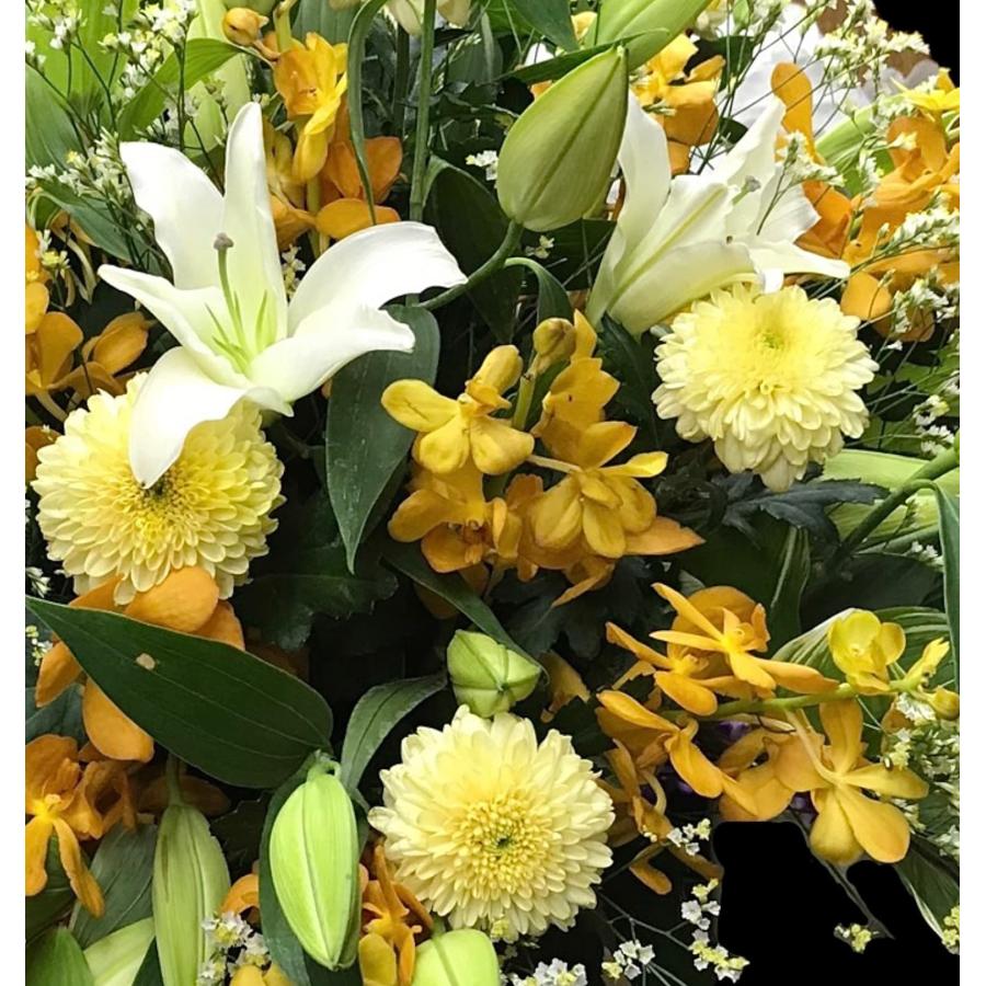 お悔み お供え ユリ 黄色系 生花 アレンジメント 11000円 おしゃれ 現代風 仏花 枕花 命日 法事 一周忌 四十九日 新盆 洋花 送料無料 クール便 |  | 09