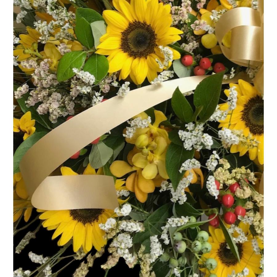 お悔み お供え ひまわり 黄色系 生花 アレンジメント 8800円 おしゃれ 現代風 仏花 枕花 命日 法事 一周忌 四十九日 新盆 洋花 送料無料 クール便 |  | 10