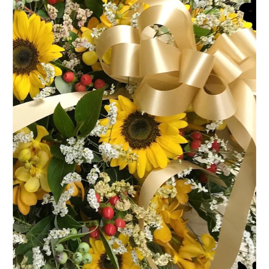 お悔み お供え ひまわり 黄色系 生花 アレンジメント 8800円 おしゃれ 現代風 仏花 枕花 命日 法事 一周忌 四十九日 新盆 洋花 送料無料 クール便 |  | 08