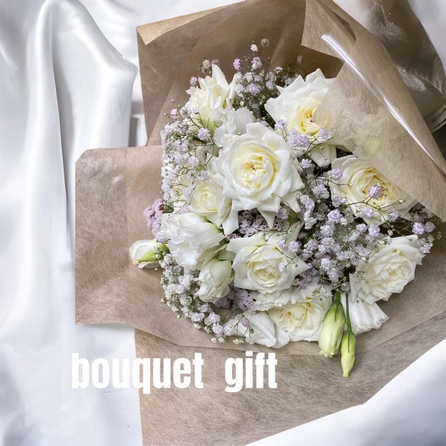 花束 送別会 ボリューム大 女性 白 バラ ベージュ系 お誕生日 母の日