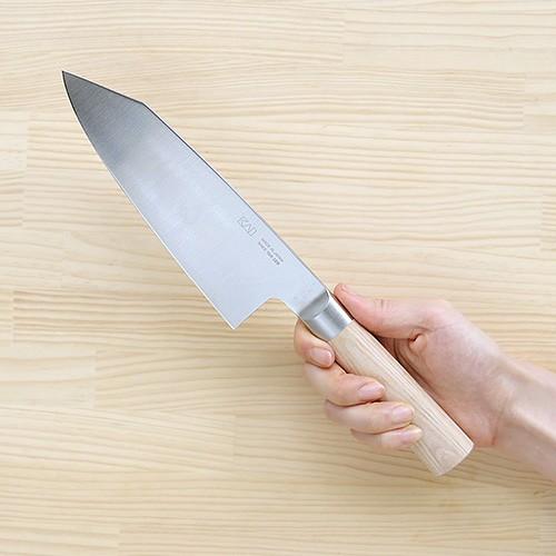 貝印 包丁 kai House 橋本幹造 両刃包丁 片鎬出刃 : plywood - 通販