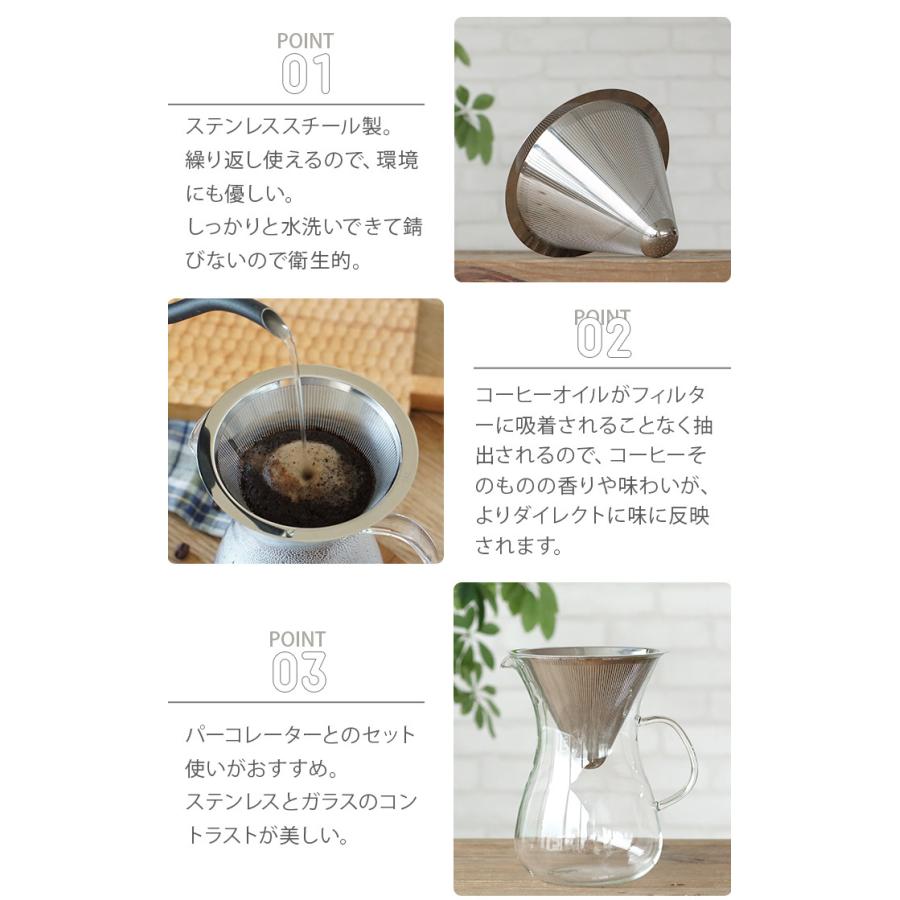 コーヒー ステンレスフィルター TG Pour Over Coffee Stainless Steel Filter 130mm