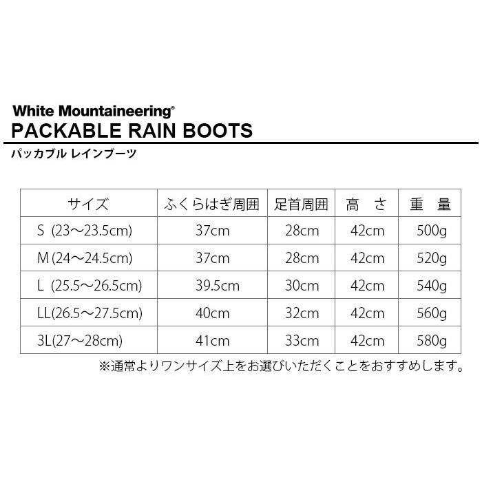 1年保証付き ホワイトマウンテニアリング パッカブルレインブーツ