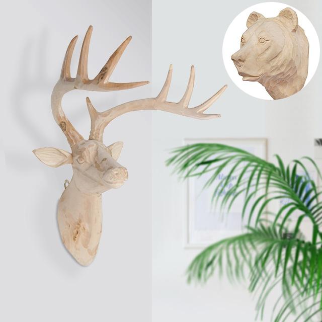 【LINEギフト用販売ページ】アニマルヘッド アマブロ ウッド アニマル ヘッド シカ / クマ amabro WOOD ANIMAL