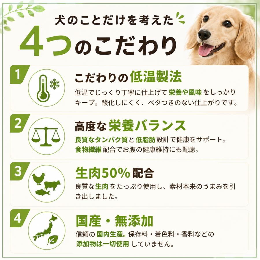 無添加 国産 低脂肪 プレミアムドッグフード 総合栄養食 全年齢 全犬種対応 保存料不使用 ドックフード 犬のことだけを考えて作った犬のごはん 7kg | Pets+ | 02
