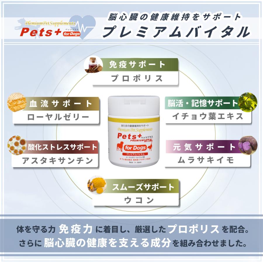 Pets+（ペッツプラス） 犬 サプリメント 脳 心臓 ケア 国産 プロポリス
