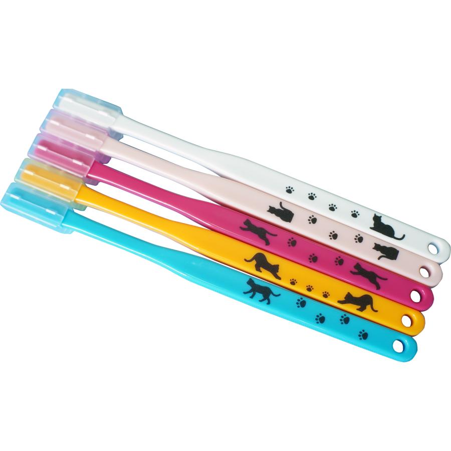 【公式】V7歯ブラシ(ネコイラスト付き 10本組） ふつう レギュラー コンパクト キャップ付き つまようじ法 pmj ブイセブン | ピー・エム・ジェー | 13