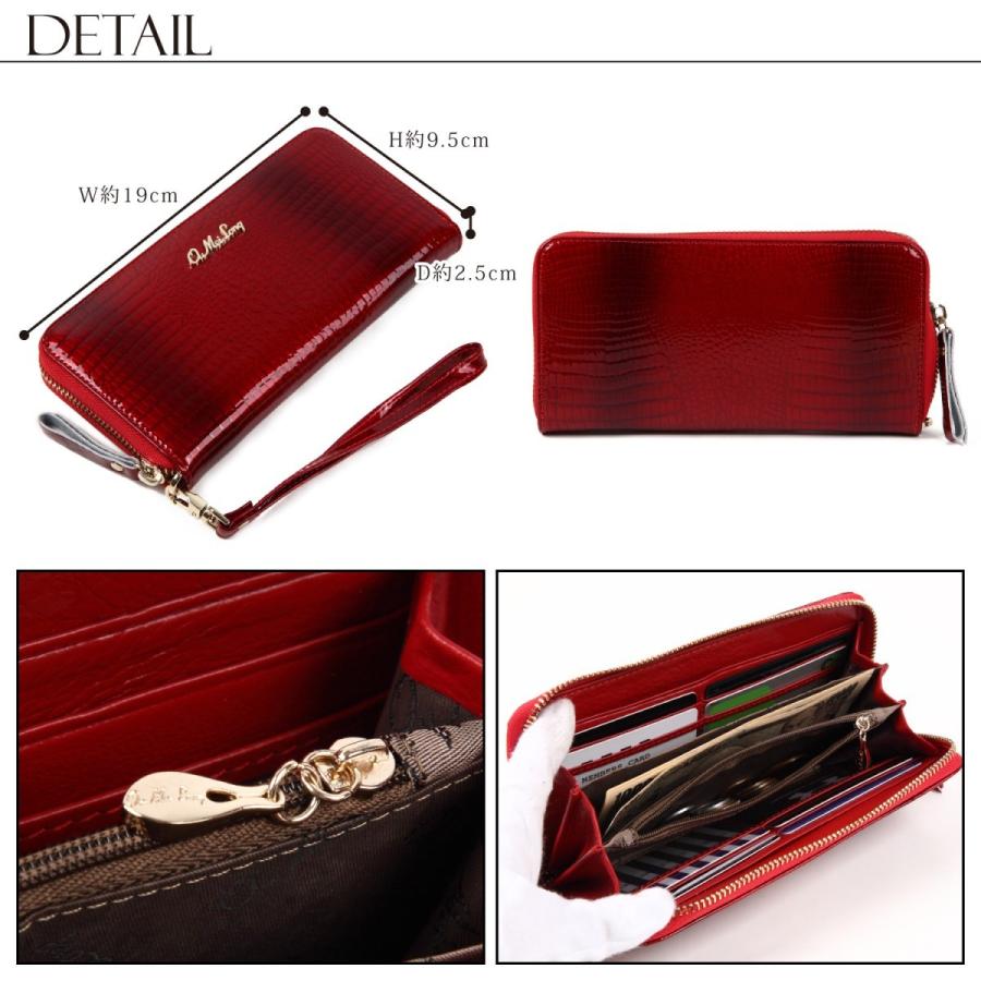 レディース長財布 革製 コーティング仕様 女性用財布 光沢感のある