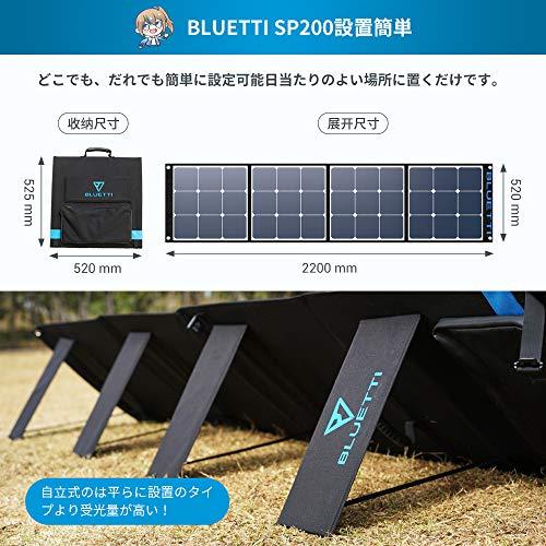 セール　BLUETTI　SP200　ソーラーパネル200W　MC4ケーブル付き　直列　折り畳み式　単結晶　ETFEソーラーチャージャー　23.5%の高転換率　太陽光発電　並列でパワーアップ