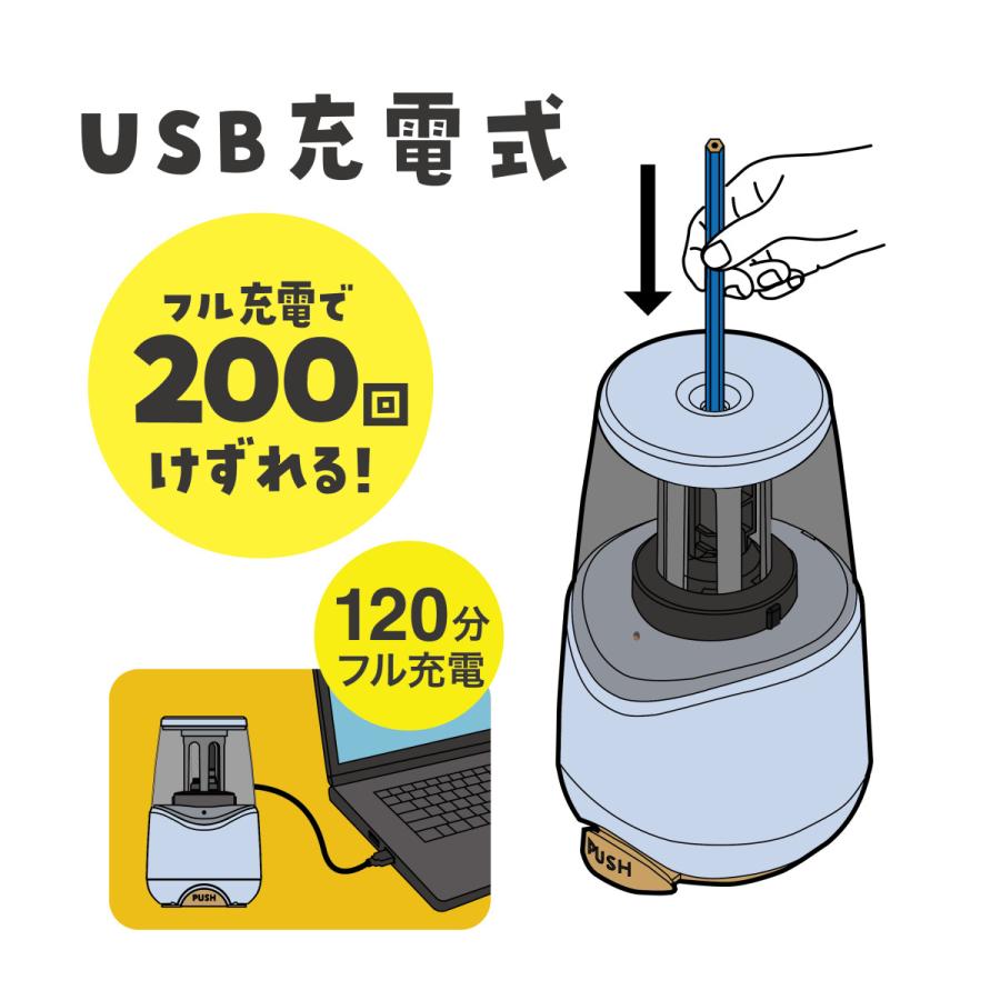 クツワ（KUTSUWA） 鉛筆削り 充電式 ミルキーグレー RS038GY 電動 鉛筆