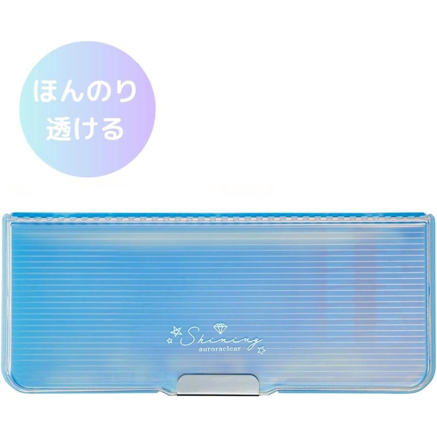 クツワ（KUTSUWA） 両面筆箱 オーロラクリア ペンケース ライトブルー