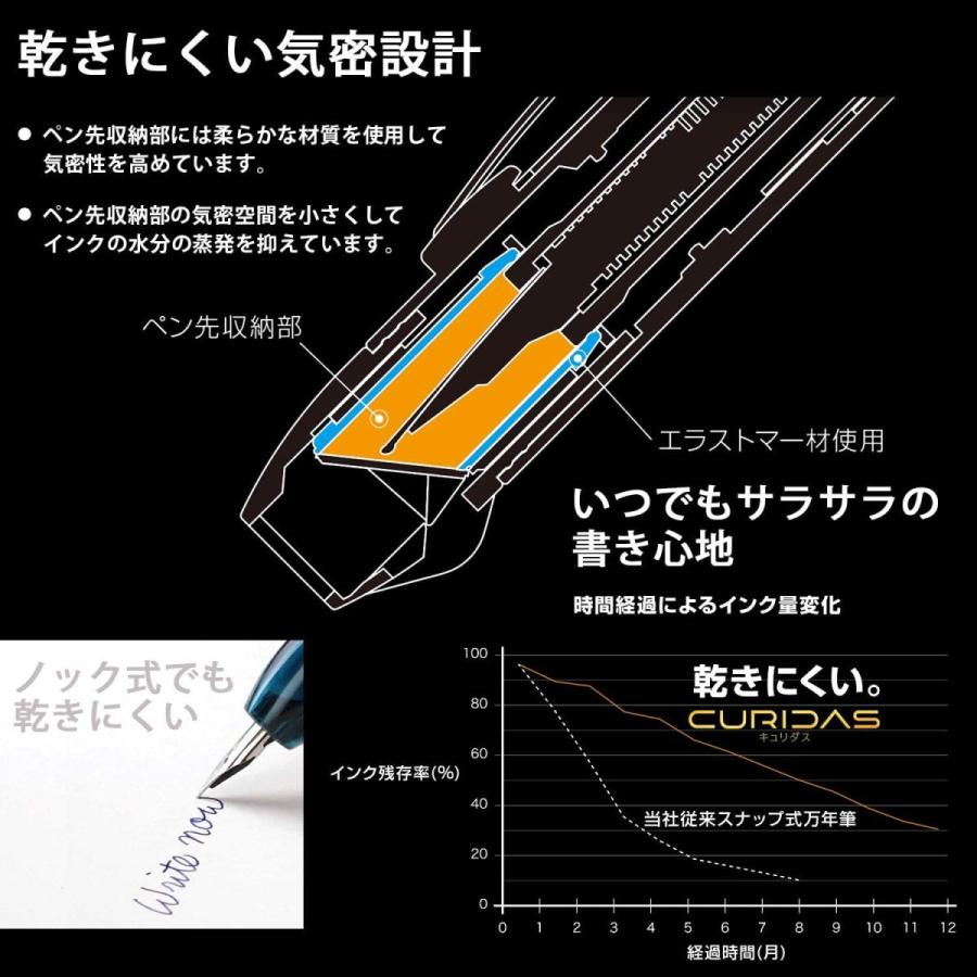 プラチナ万年筆 万年筆 ノック式 キュリダス プリズムクリスタル 細字