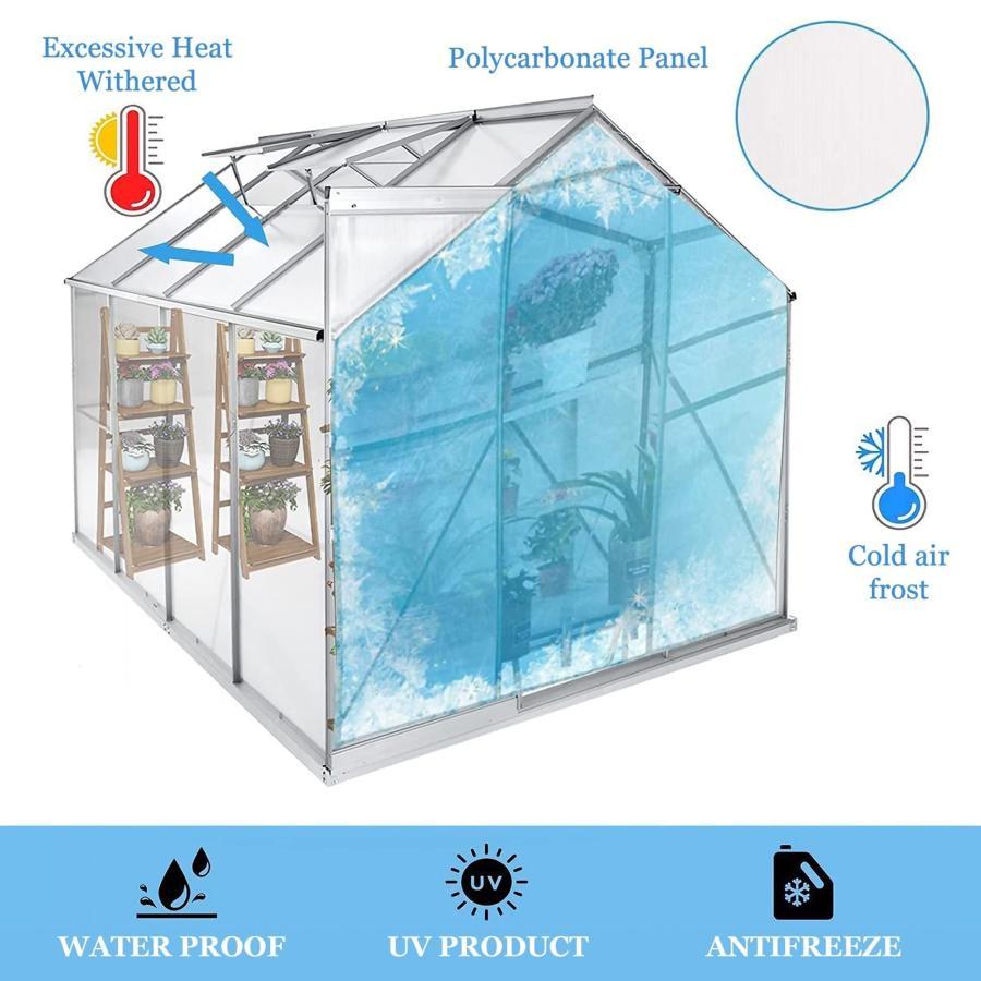 【最安値挑戦中】 花園温室 アルミ温室 植物の温室 頑丈な金属フレーム温室 カバー ホーム温室 温室 ビニールハウス 家庭用 ポリカーボネートウォークインプラント温室、調節可能 【UOI1972286610】(70955円)