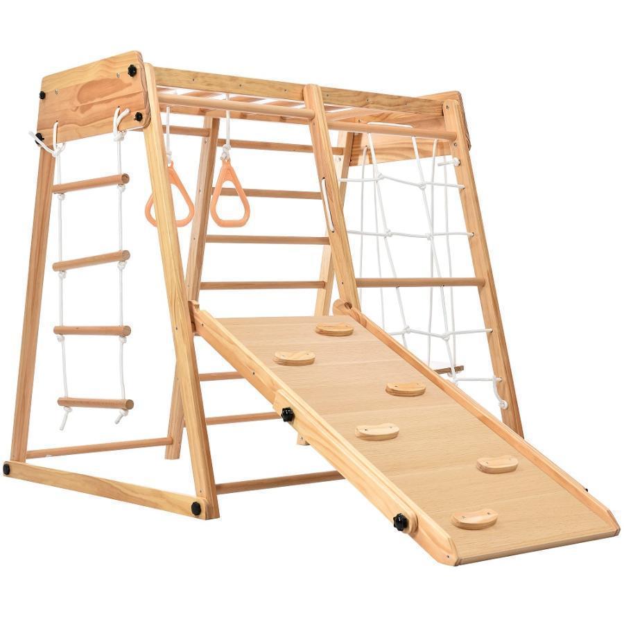 ジャングルジム 折りたたみ 9 in1 滑り台 室内　木製 大型遊具 天然木 耐荷重50kg　ギフト　誕生日プレゼント ジャングルジム 折りたたみ in1 滑り台 室内　木製 大型遊具 天然木 耐荷重50kg　ギフト　誕生日プレゼント