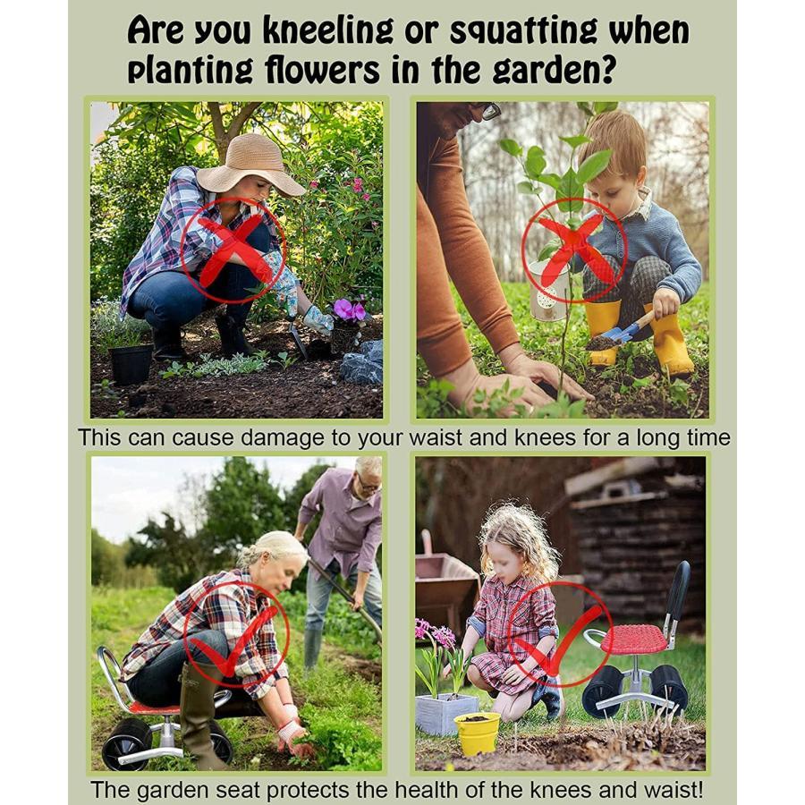 ガーデニング/ローンケア用シート付きガーデンカートローリングスクーター、ローリングガーデニングシート、ポータブルガーデンワークチェア、高さ調節可能、360 ガーデニング/ローンケア用シート付きガーデンカートローリングスクーター ローリングガーデニングシート ポータブルガーデンワークチェア 高さ調節可能