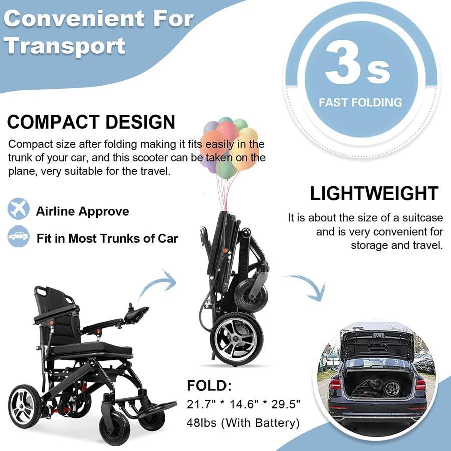 限定品 電動車椅子、軽量炭素繊維アルミニウム合金フレーム 300W モーター 20AH リチウム電池 折りたたみ式スマートブレーキ電動車椅子 【JSB2126631138】(76508円)