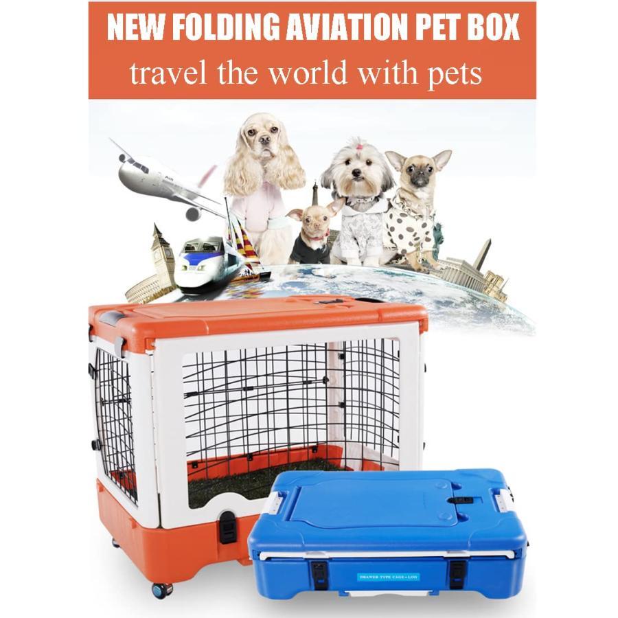 【クーポン】 金属製の犬用クレート、ペットオレンジの金属製折りたたみケージ、噛みにくいプラスチック製のベーストレイとキャリアハンドルでアップグレード、子犬の旅行、ト 【HOV1543799606】(55540円)
