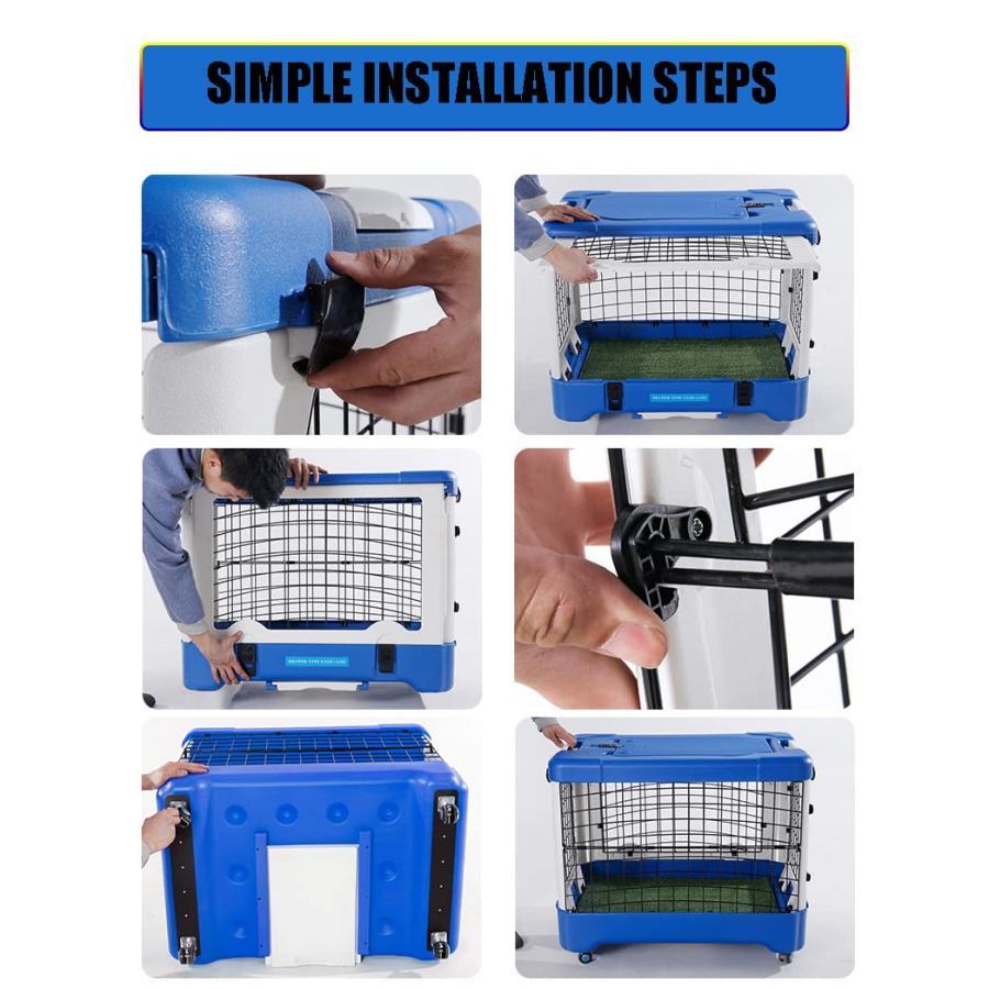 【クーポン】 金属製の犬用クレート、ペットオレンジの金属製折りたたみケージ、噛みにくいプラスチック製のベーストレイとキャリアハンドルでアップグレード、子犬の旅行、ト 【HOV1543799606】(55540円)