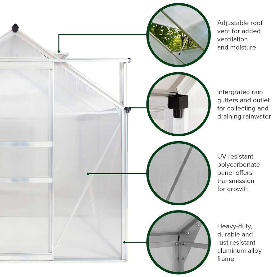 A7人気シール帳 アルミ温室 花園温室 頑丈な金属フレーム温室 植物の温室 ポリカーボネートウォークインプラント温室、 カバー ホーム温室 温室 ビニールハウス 家庭用 調節可能 【FKP1828319572】(65776円)