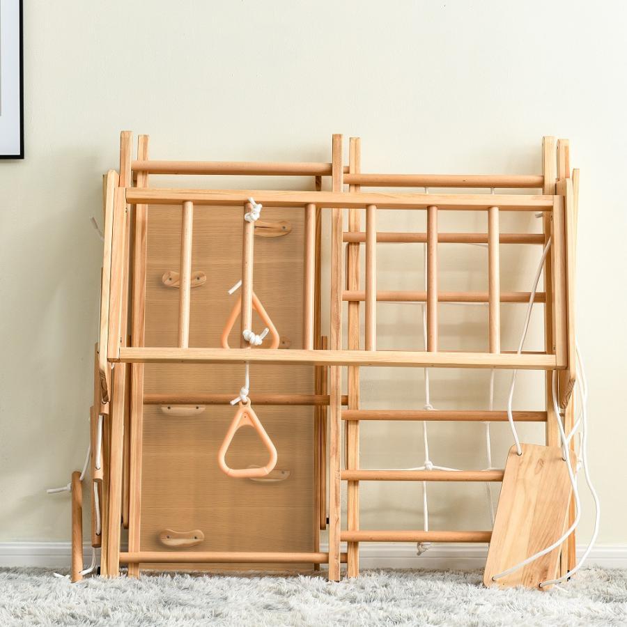 ジャングルジム 折りたたみ 9 in1 滑り台 室内　木製 大型遊具 天然木 耐荷重50kg　ギフト　誕生日プレゼント ジャングルジム 折りたたみ in1 滑り台 室内　木製 大型遊具 天然木 耐荷重50kg　ギフト　誕生日プレゼント