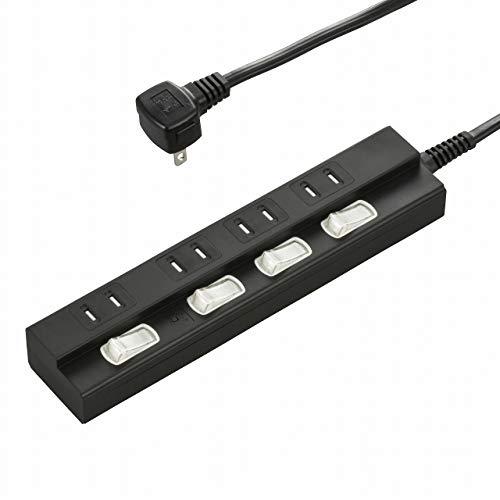 雷に強い節電タップ 4個口 2m 黒_HS-TPK42PBT-K 00-6942 : ポチっとお