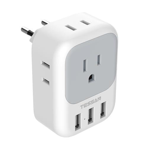 cタイプ 変換プラグ 海外旅行用 TESSAN 7台同時充電 USB付き コンセント変換器 シータイプ 韓国 変換プラグ スペイン スイス イタリア等ヨーロッパ対（Yahoo!・ポチっとお買い物）