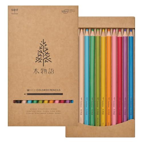 トンボ鉛筆 色鉛筆 木物語 12色 六角軸 木目 クラフト紙パッケージ CQ