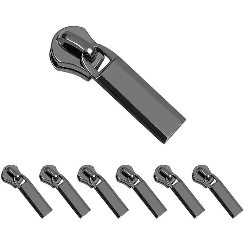 ファスナースライダー引き手　黒いストラップ U型デザイン 取り付け穴付き　新品 ファスナー スライダー 5号 交換 修理 ジッパー 金具 バッグ