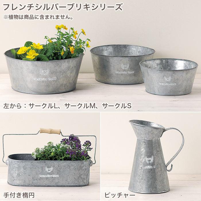 植木鉢 プランター 寄植え おしゃれ 丸型 円型 フレンチシルバーブリキ サークルS｜pocchione-kabegami｜03