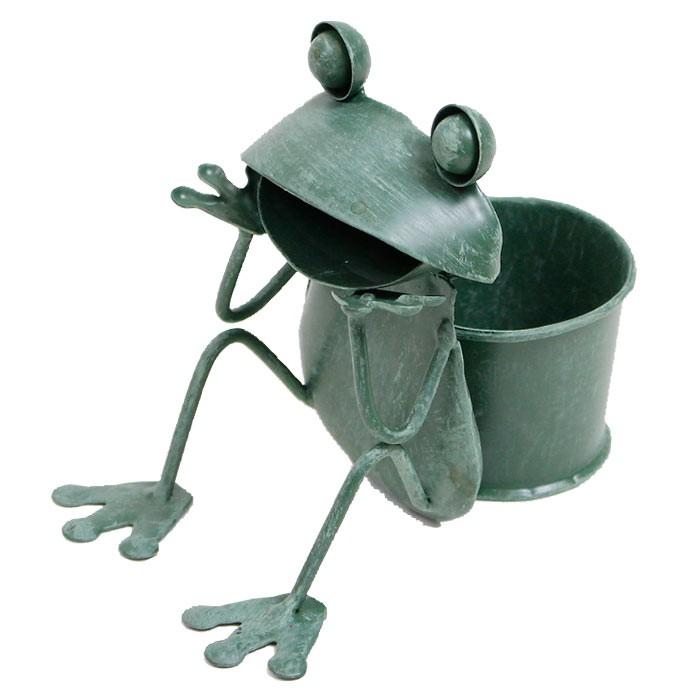 カエル 置物 ブリキ カエルプランター背面 : ポッチワン 工具屋さん