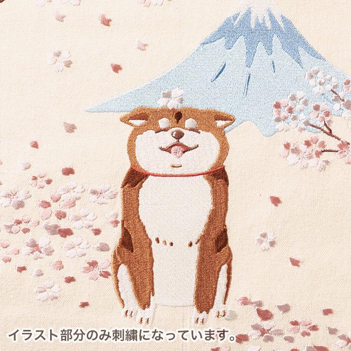 タペストリー おしゃれ 季節 インテリア 刺繍タペストリー S 桜富士柴犬｜pocchione-shuno｜02