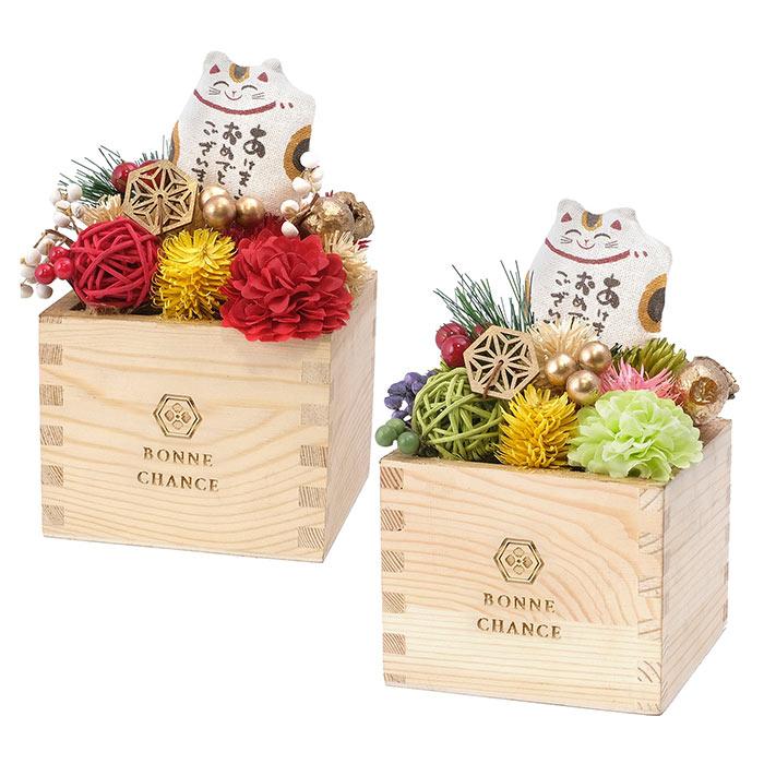 正月飾り フラワーアレンジメント 置物 おしゃれ Nyお正月升アレンジ Gg ポッチワン 通販 Yahoo ショッピング