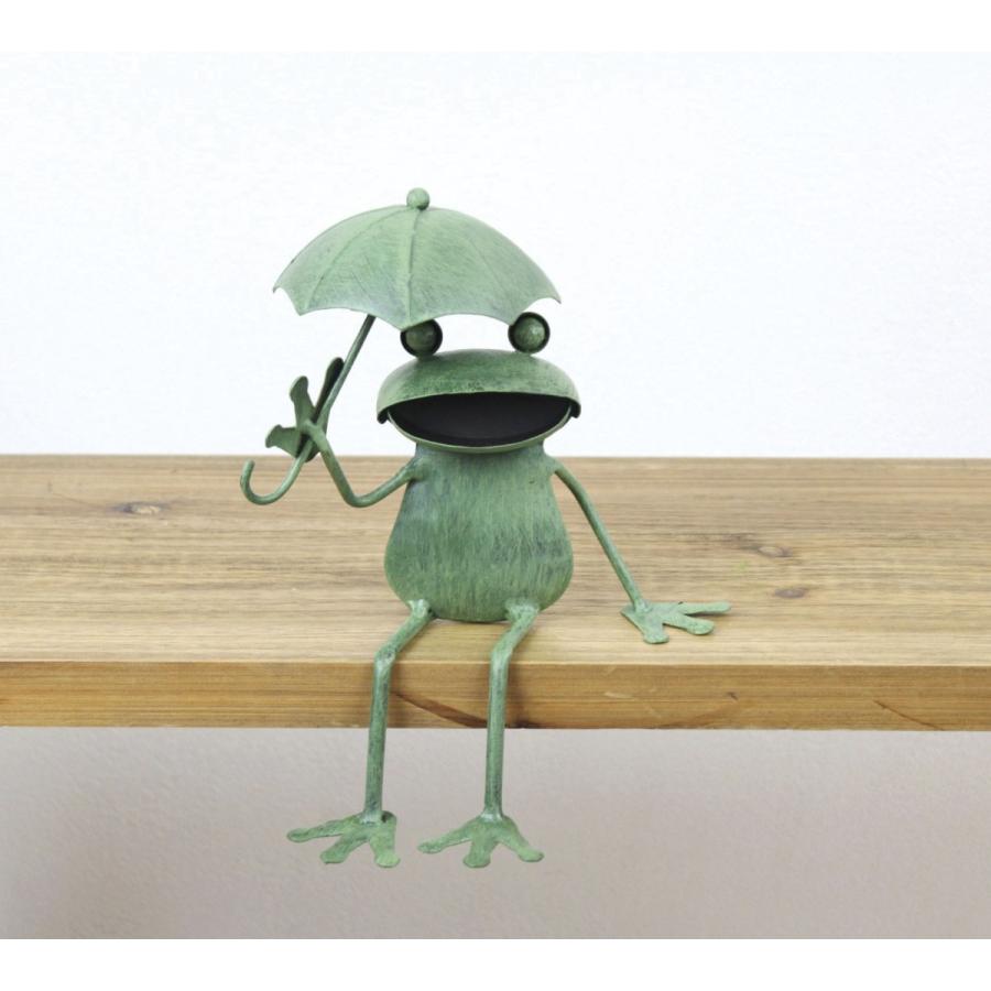 カエル 置物 ブリキ カエルアンブレラ座り : ポッチワン - 通販